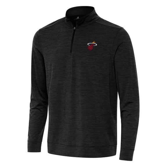 Men's Antigua Heather Black Miami Heat Bright Quarter-Zip Top