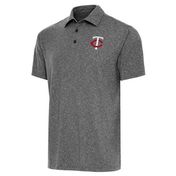 Men's Antigua Heather Black Minnesota Twins Par Polo