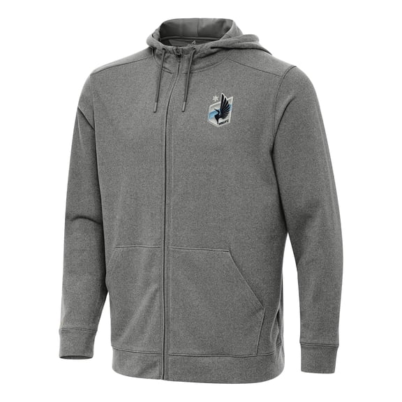 Men's Antigua Heather Black Minnesota United FC Effortless Full-Zip Hoodie