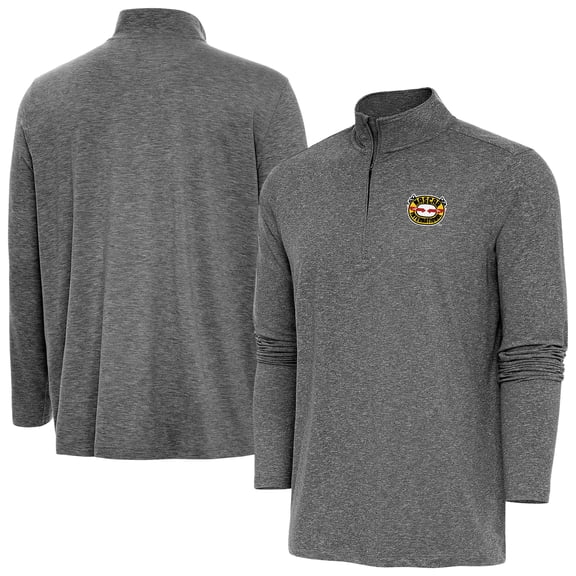 Men's Antigua Heather Black NASCAR 1964-75 Logo Hunk Quarter-Zip Jacket