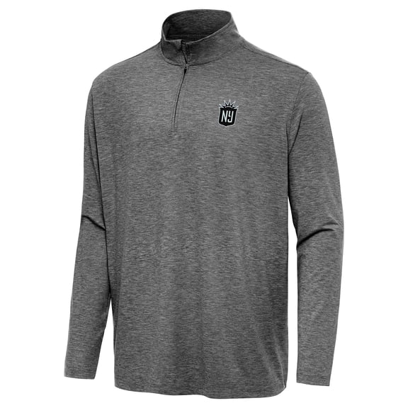 Men's Antigua Heather Black NJ/NY Gotham FC Hunk Quarter-Zip Pullover Top