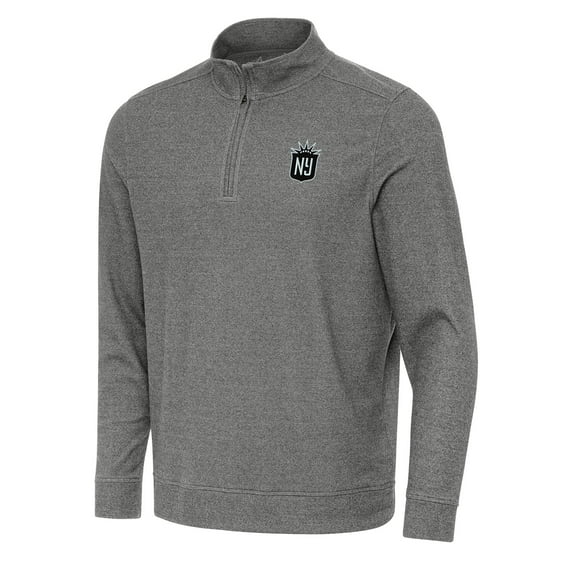 Men's Antigua Heather Black NJ/NY Gotham FC Subtle Quarter-Zip Pullover Sweatshirt