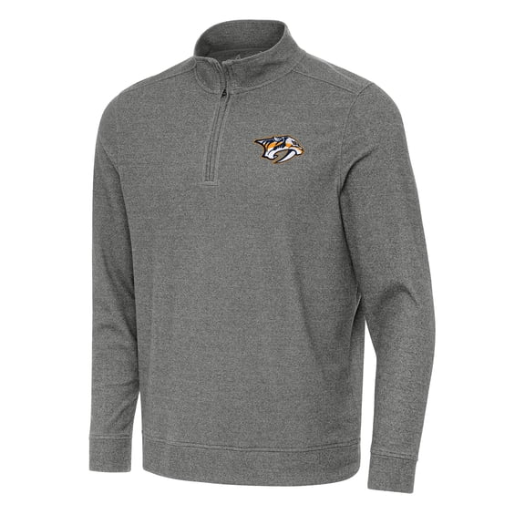 Men's Antigua Heather Black Nashville Predators Subtle Quarter-Zip Sweatshirt