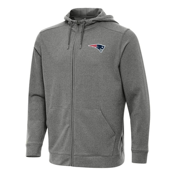 Men's Antigua Heather Black New England Patriots Effortless Full-Zip Hoodie