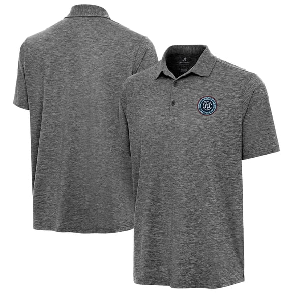 Men's Antigua Heather Black New York City FC Par 3 Polo