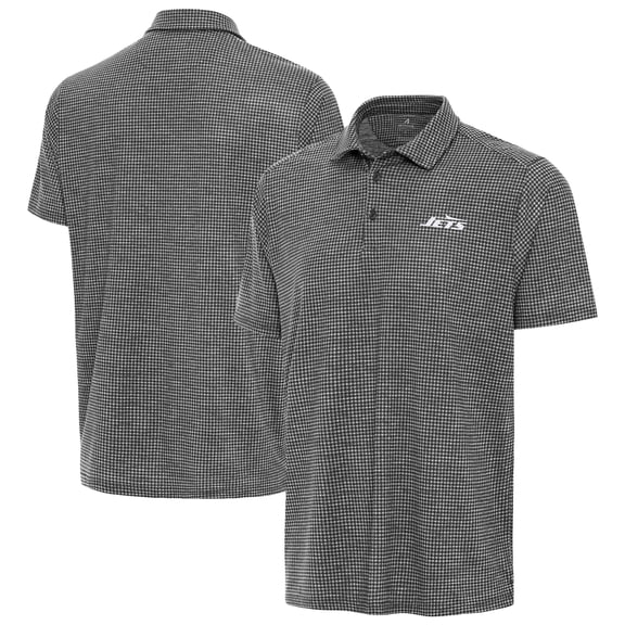 Men's Antigua Heather Black New York Jets Replica Polo