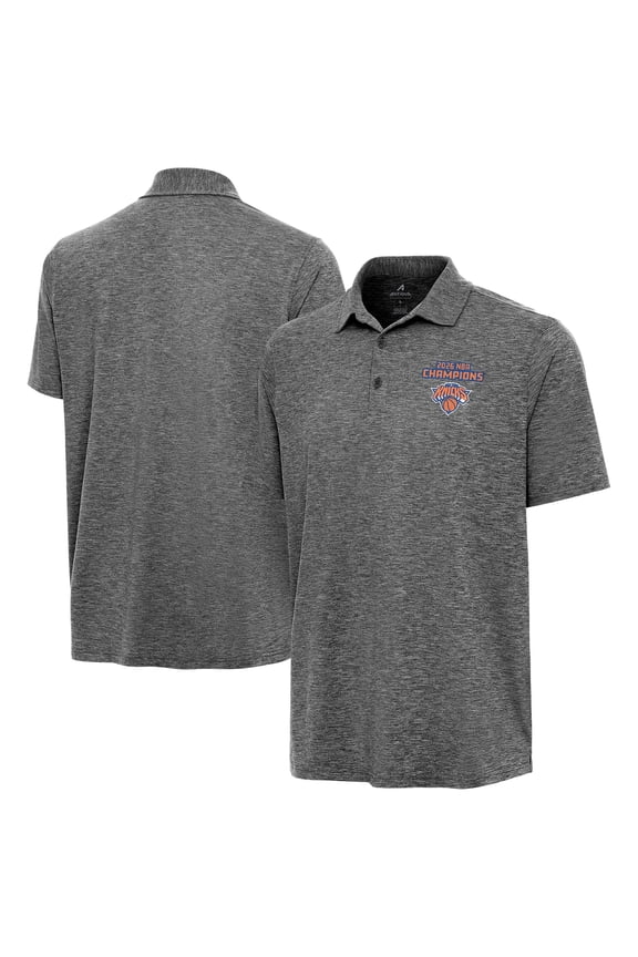 Men's Antigua Heather Black New York Knicks 2026 NBA Finals Champions Par 3 Polo
