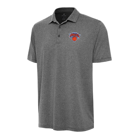 Men's Antigua  Heather Black New York Knicks Scheme Polo