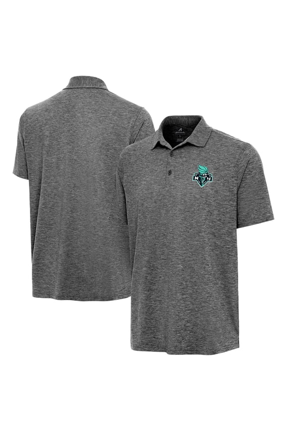 Men's Antigua Heather Black New York Liberty Par 3 Polo