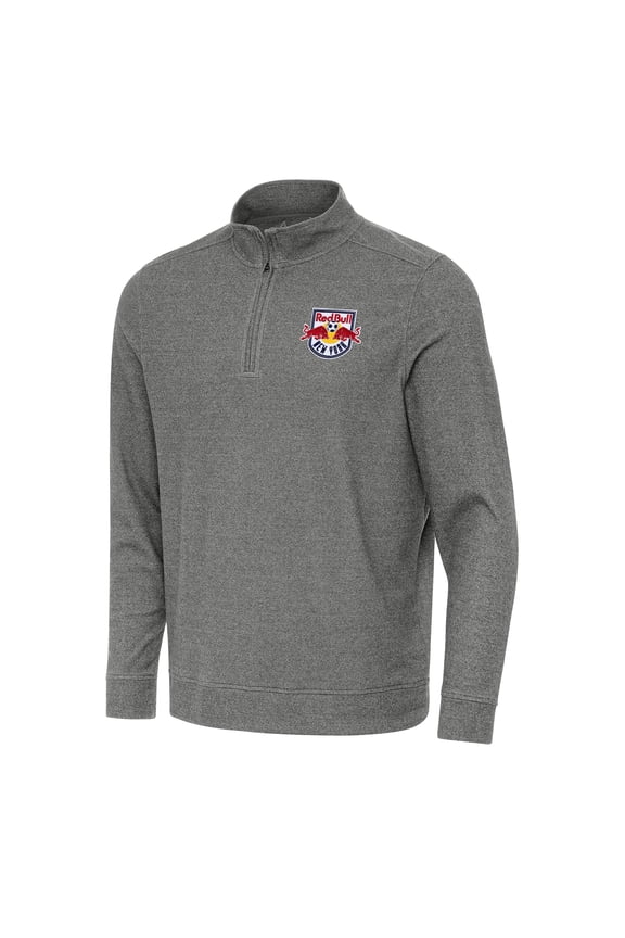Men's Antigua Heather Black New York Red Bulls Subtle Quarter-Zip Jacket