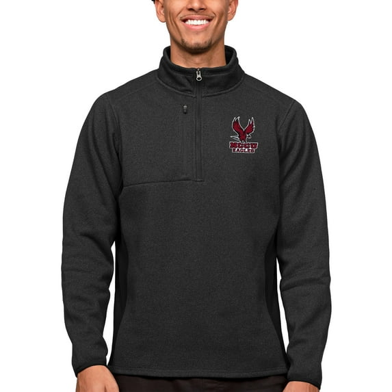 Men's Antigua Heather Black North Carolina Central Eagles Course Quarter-Zip Pullover Top