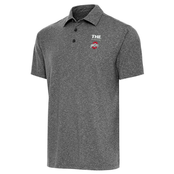 Men's Antigua Heather Black Ohio State Buckeyes THE Par 3 Polo