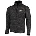 thumbnail image 1 of Men's Antigua Heather Black Philadelphia Eagles Fortune Quarter-Zip Pullover Jacket, 1 of 3