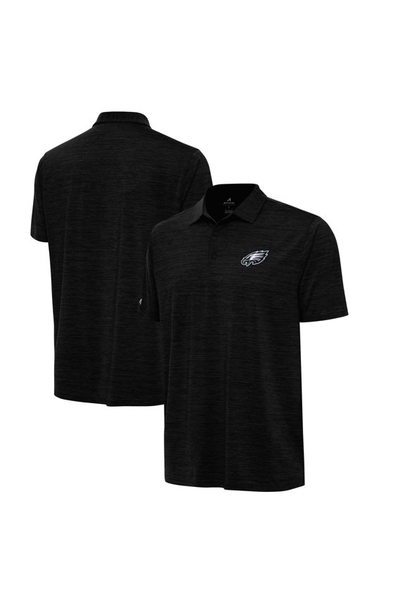 Men's Antigua Heather Black Philadelphia Eagles Layout Polo