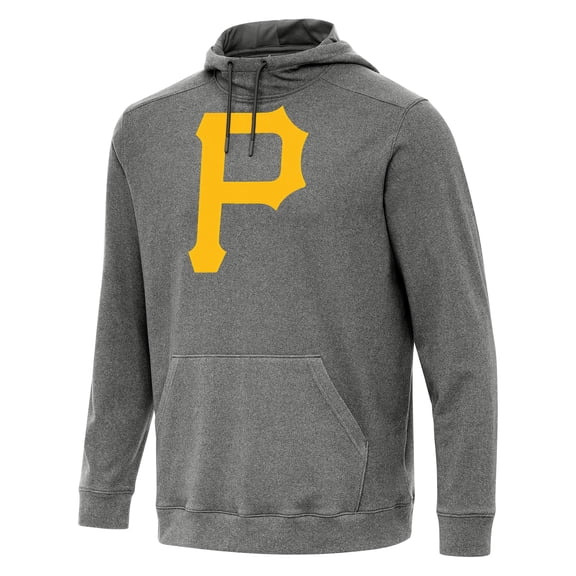 Men's Antigua Heather Black Pittsburgh Pirates Cloud Pullover Hoodie