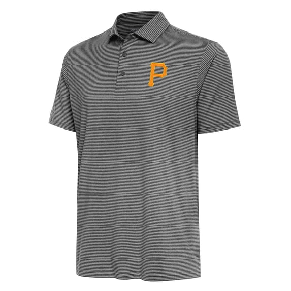 Men's Antigua Heather Black Pittsburgh Pirates Scheme Polo