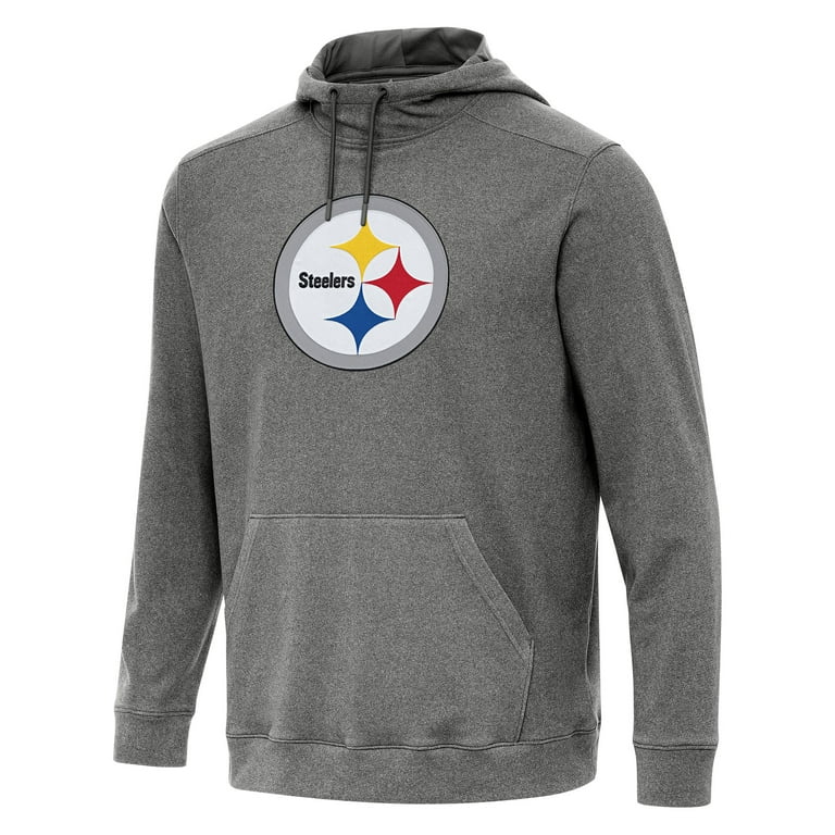Men's Antigua Heather Black Pittsburgh Steelers Cloud Pullover