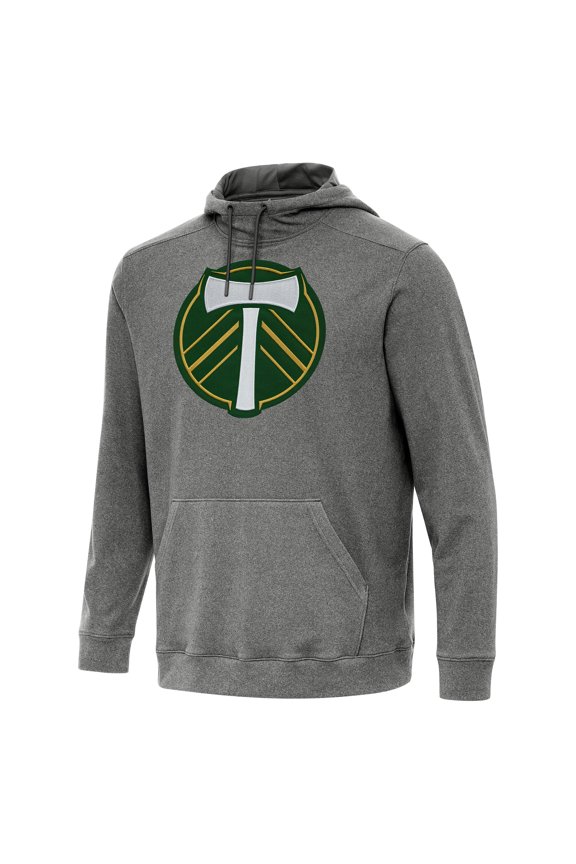 Men's Antigua Heather Black Portland Timbers Cloud Pullover Hoodie