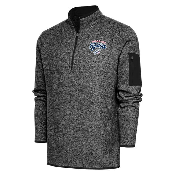 Men's Antigua Heather Black Reading Phillies Big & Tall Fortune Quarter-Zip Pullover Jacket