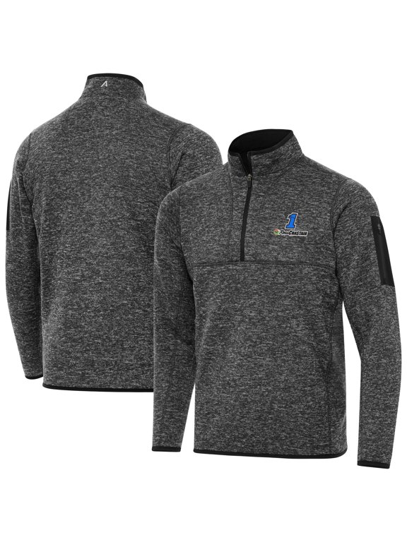 Men's Antigua Heather Black Ross Chastain Fortune Quarter-Zip Jacket