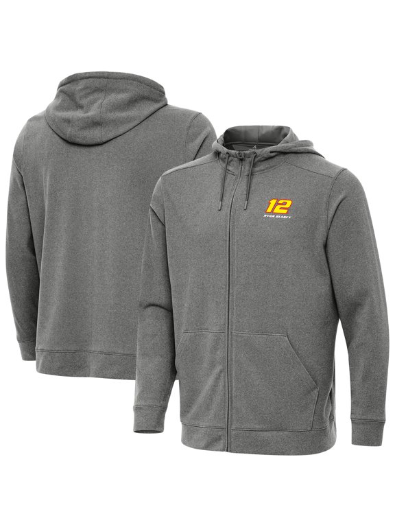 Men's-Antigua Heather Black Ryan Blaney Effortless Full-Zip Hoodie