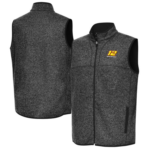 Men's-Antigua Heather Black Ryan Blaney Fortune Full-Zip Vest