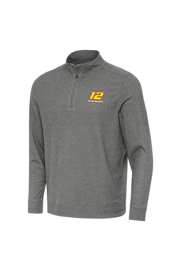 Men's-Antigua  Heather Black Ryan Blaney Subtle Quarter-Zip Pullover Top