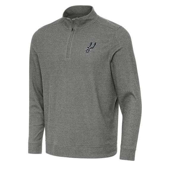 Men's Antigua Heather Black San Antonio Spurs Subtle Quarter-Zip Sweatshirt