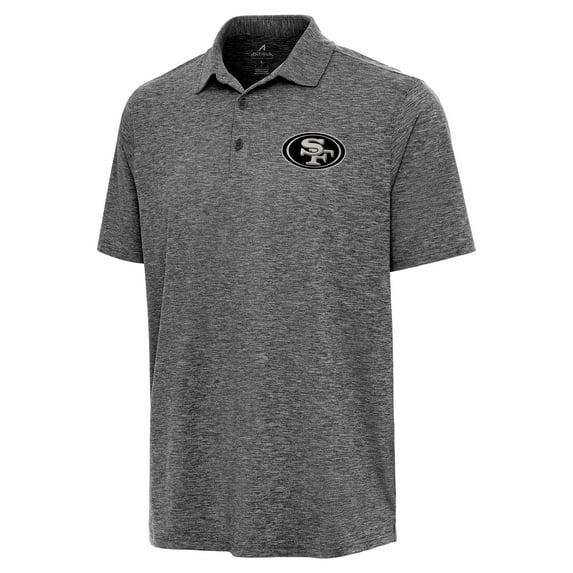 Men's Antigua Heather Black San Francisco 49ers Par 3 Polo