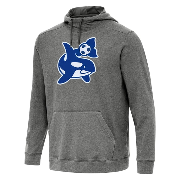Men's Antigua Heather Black Seattle Sounders FC Cloud Pullover Hoodie