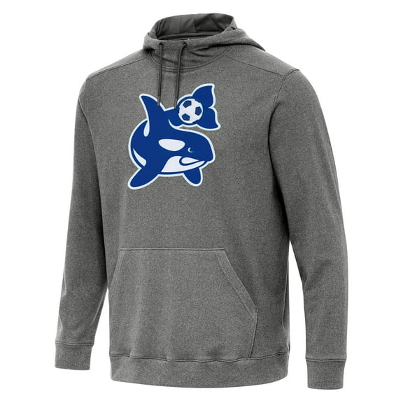 Men's Antigua Heather Black Seattle Sounders FC Cloud Pullover Hoodie