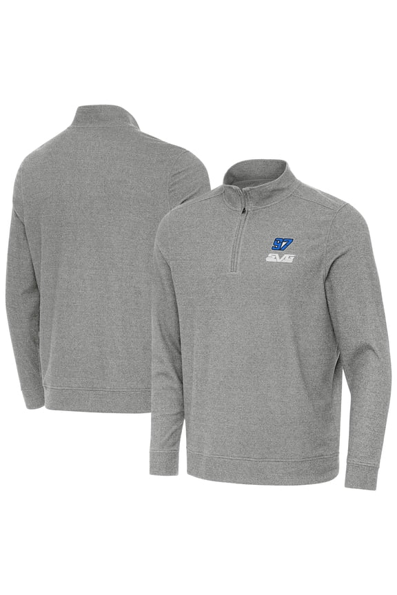 Men's Antigua Heather Black Shane van Gisbergen Subtle Quarter-Zip Top