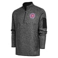 thumbnail image 1 of Men's Antigua  Heather Black South Bend Cubs Fortune Quarter-Zip Pullover Jacket, 1 of 1