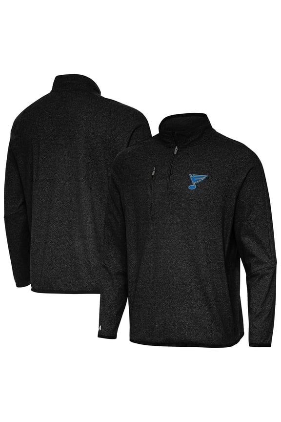 Men's Antigua Heather Black St. Louis Blues Certain Tri-Blend Quarter-Zip Top
