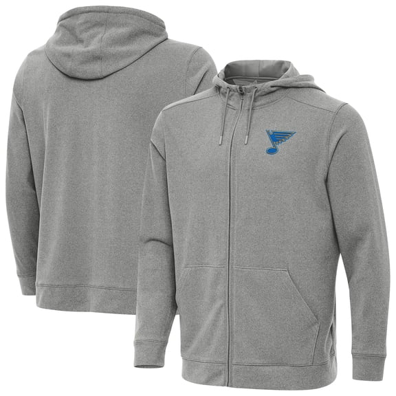 Men's Antigua Heather Black St. Louis Blues Effortless Full-Zip Hoodie
