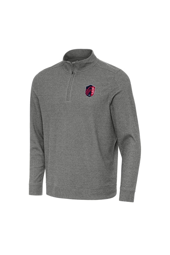 Men's Antigua Heather Black St. Louis City SC Subtle Quarter-Zip Jacket