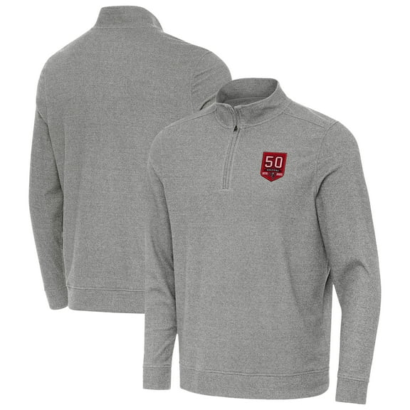 Men's Antigua Heather Black Tampa Bay Buccaneers 50th Season Subtle Quarter-Zip Sweatshirt
