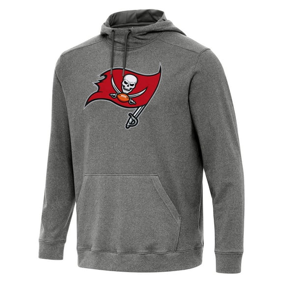 Men's Antigua Heather Black Tampa Bay Buccaneers Cloud Pullover Hoodie