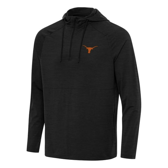 Men's Antigua Heather Black Texas Longhorns Spikes Quarter-Zip Hoodie