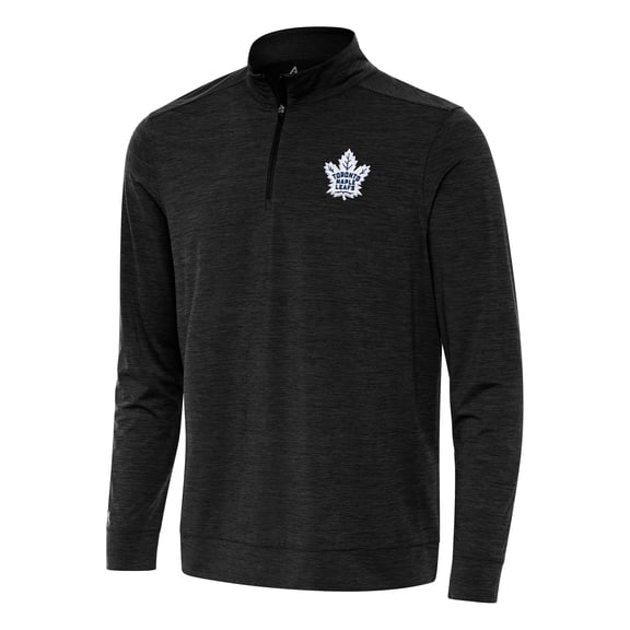 Men's Antigua Heather Black Toronto Maple Leafs Bright Quarter-Zip Top