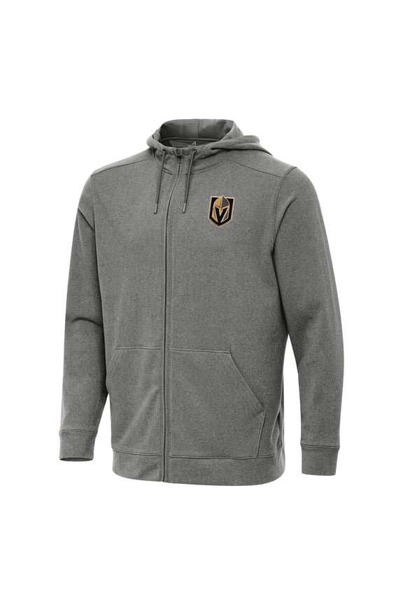 Men's Antigua Heather Black Vegas Golden Knights Effortless Full-Zip Hoodie Jacket