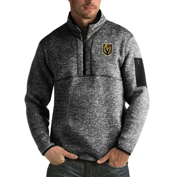 Men's Antigua Heather Black Vegas Golden Knights Fortune Big & Tall Quarter-Zip Pullover Jacket
