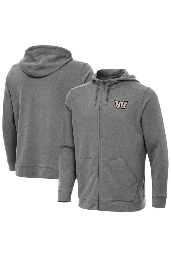 Men's Antigua Heather Black Washington Commanders Effortless Full-Zip Hoodie Jacket