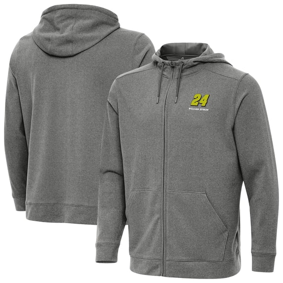 Men's-Antigua Heather Black William Byron Effortless Full-Zip Hoodie