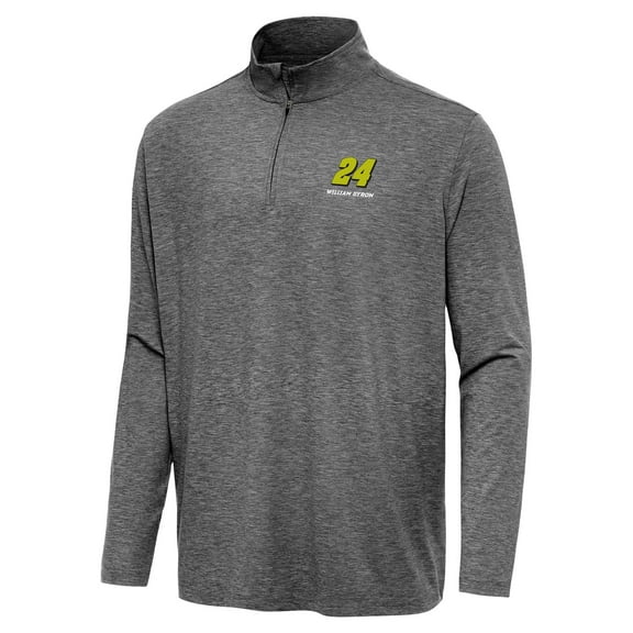 Men's Antigua  Heather Black William Byron Hunk Quarter-Zip Top