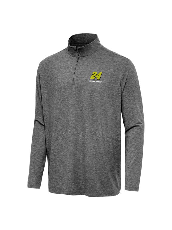 Men's Antigua Heather Black William Byron Hunk Quarter-Zip Top