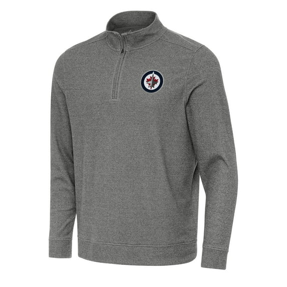 Men's Antigua Heather Black Winnipeg Jets Subtle Quarter-Zip Sweatshirt