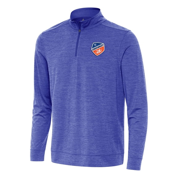 Men's Antigua Heather Blue FC Cincinnati Bright Quarter-Zip Top