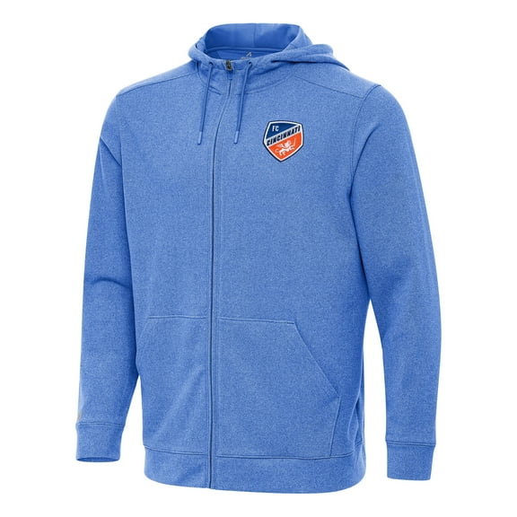 Men's Antigua Heather Blue FC Cincinnati Effortless Full-Zip Hoodie