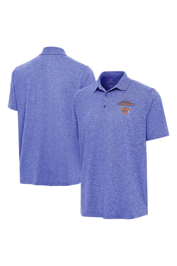 Men's Antigua Heather Blue New York Knicks 2026 NBA Finals Champions Par 3 Polo